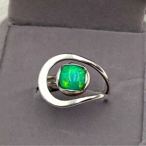 Sterling Silver Fire Opal Ring Size 8
